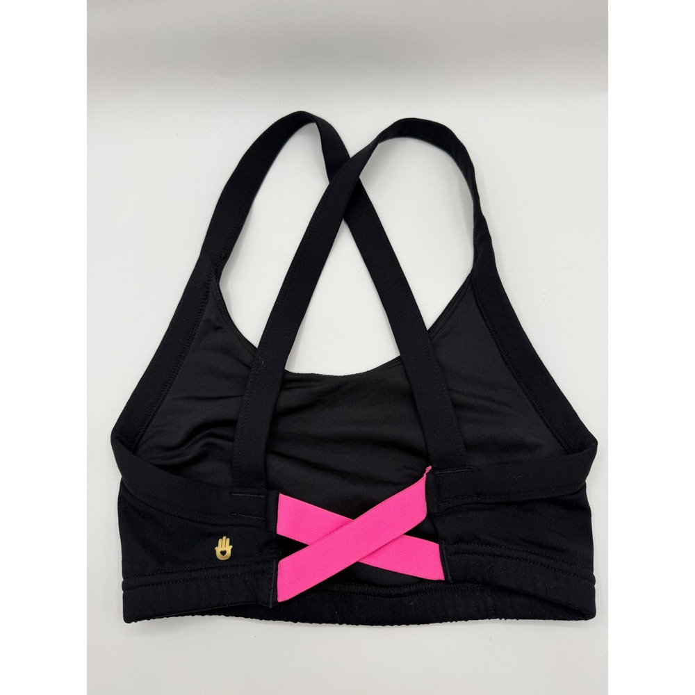 Spiritual Gangster Wrapped in Love Sports Bra Women XS Black Pink Cross Back